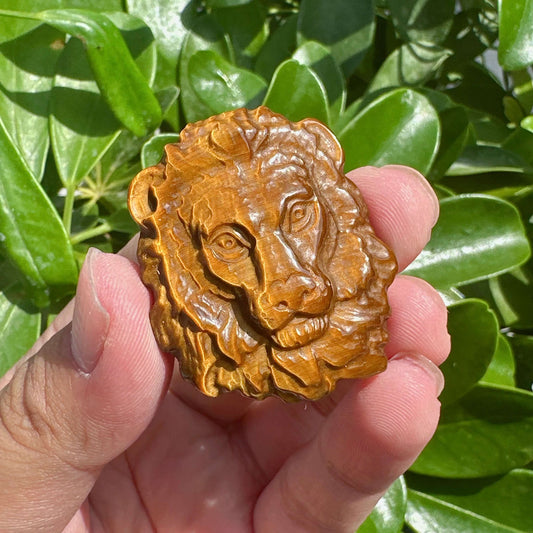 Tiger Eye Stone Lion Carving