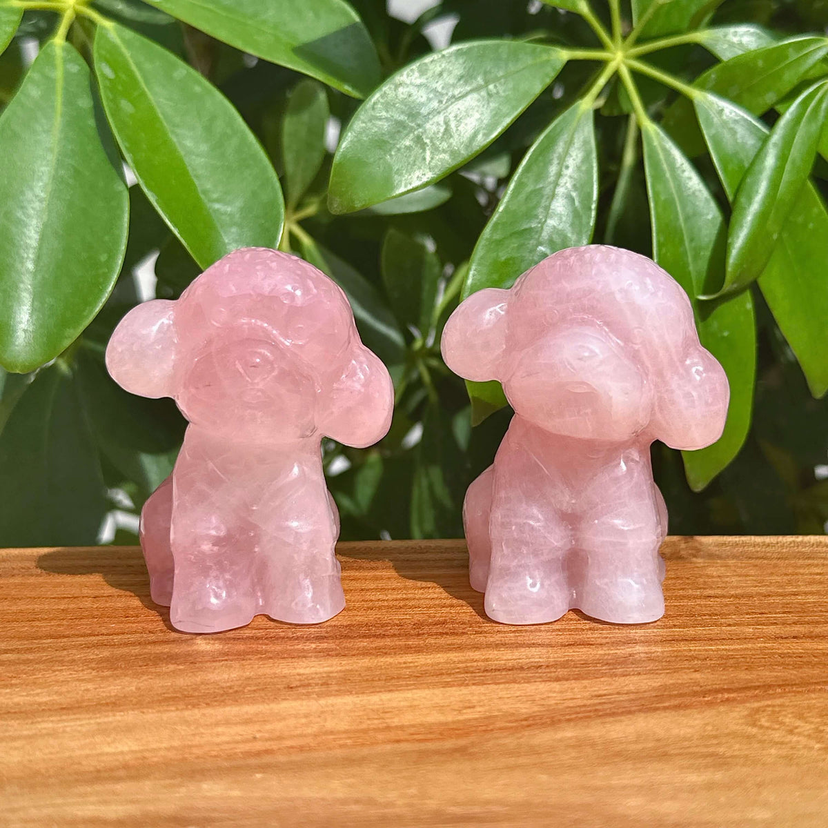 Rose Quartz Dog Carving