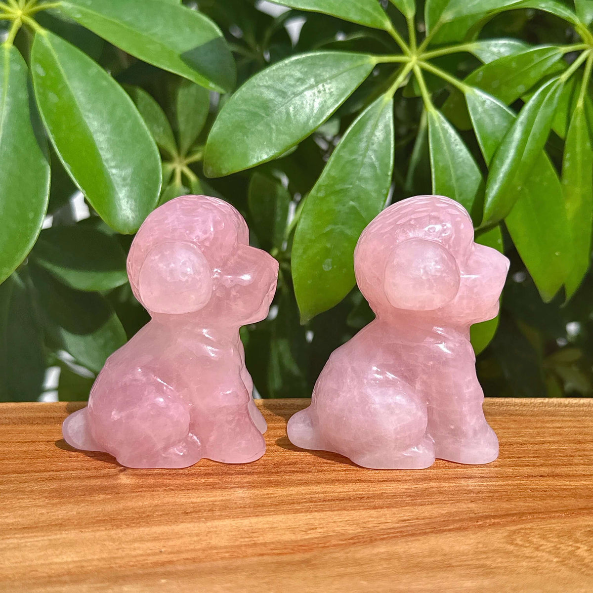 Rose Quartz Dog Carving