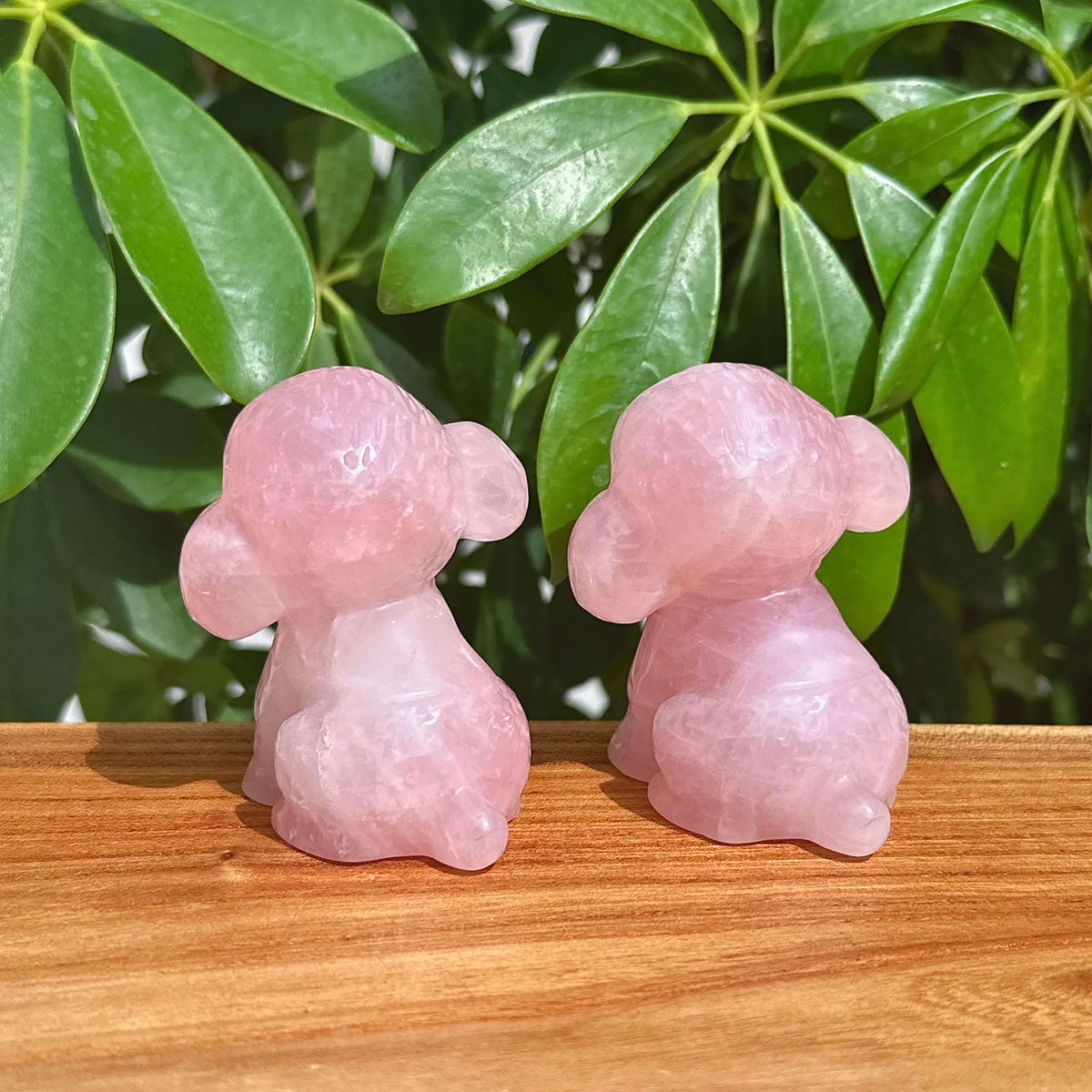 Rose Quartz Dog Carving