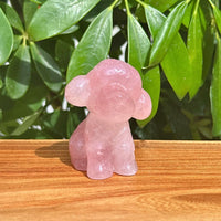 Rose Quartz Dog Carving