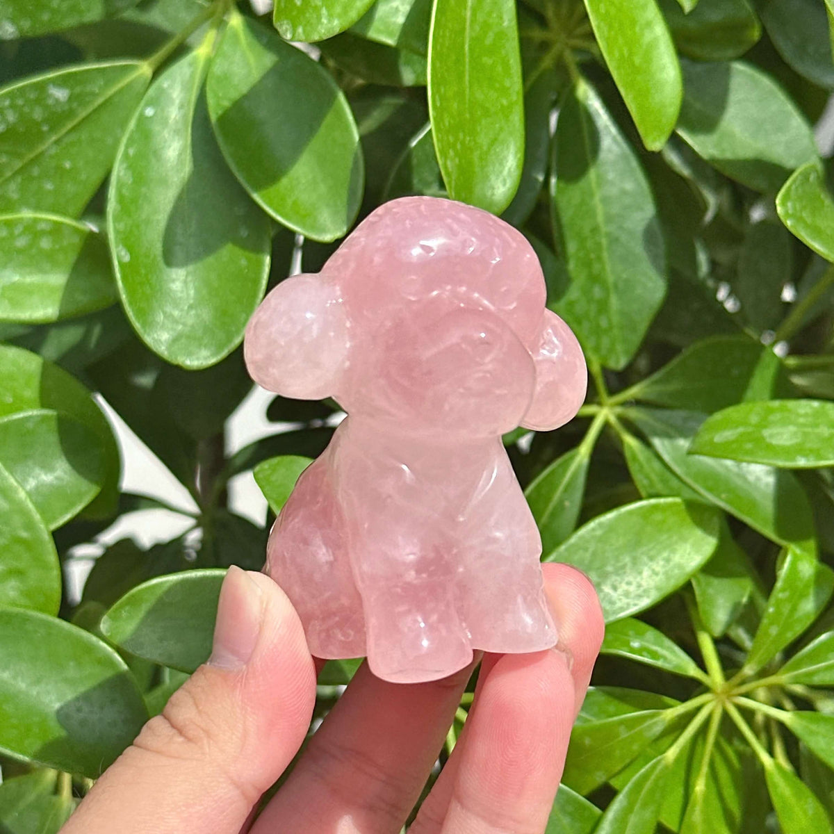 Rose Quartz Dog Carving