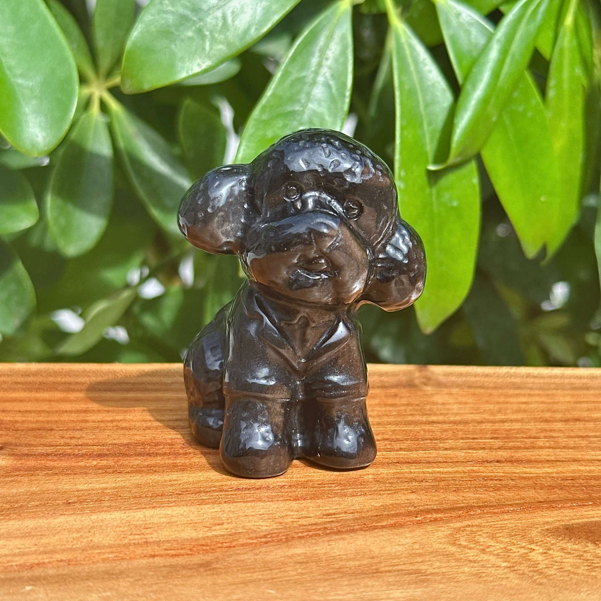 Obsidian Dog Carving