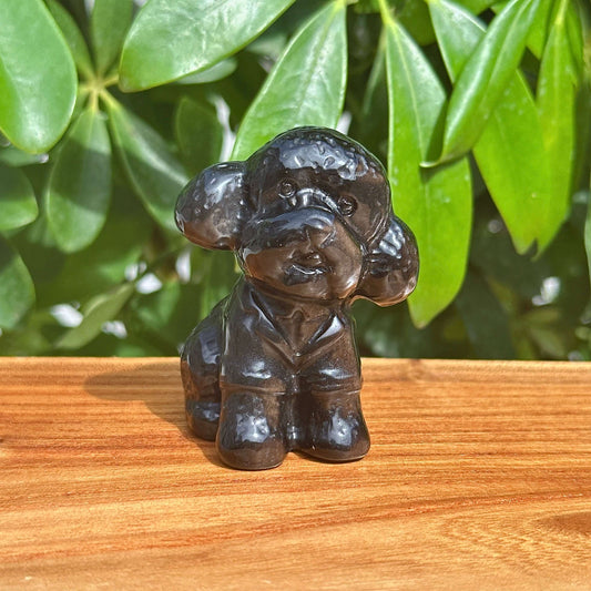 Obsidian Dog Carving