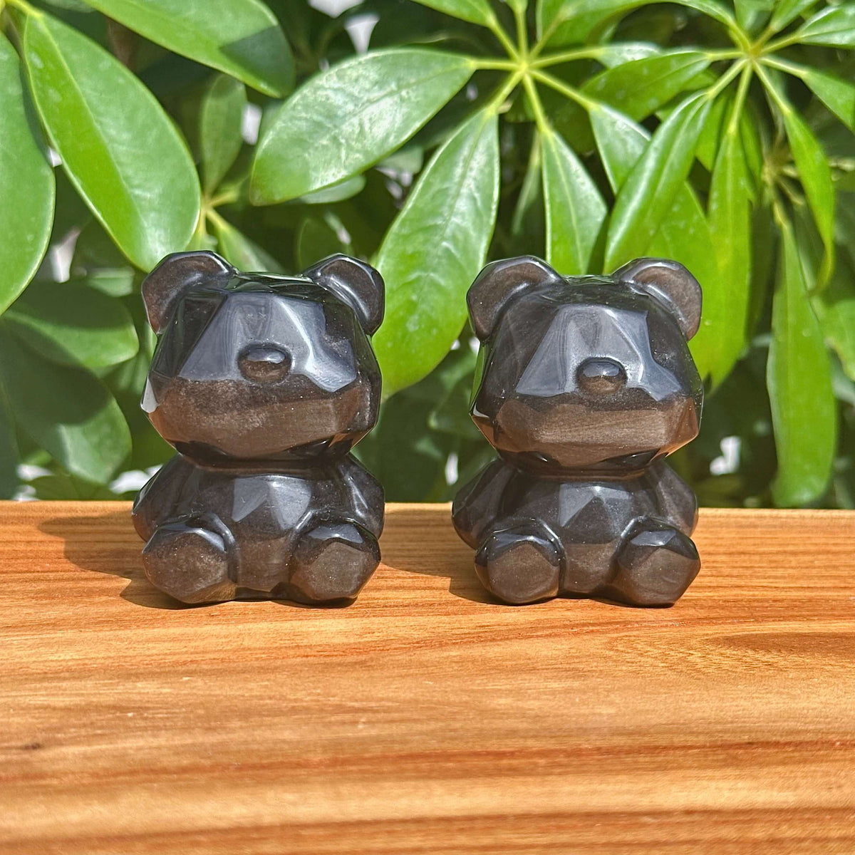 Silver Obsidian 3D Candy Bear Carving