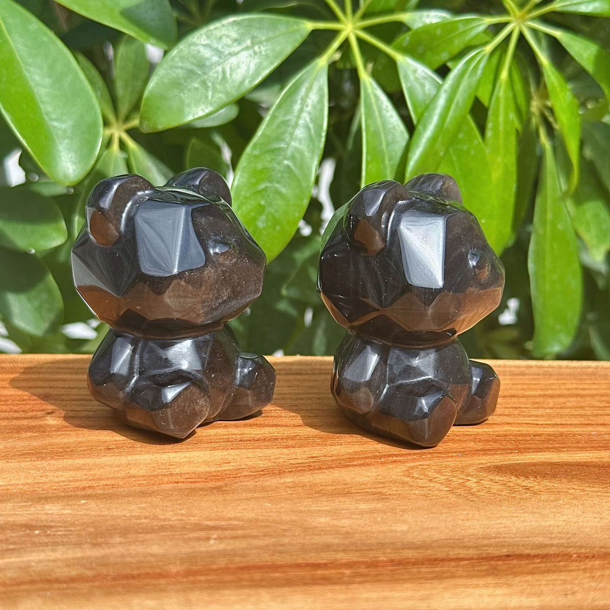Silver Obsidian 3D Candy Bear Carving