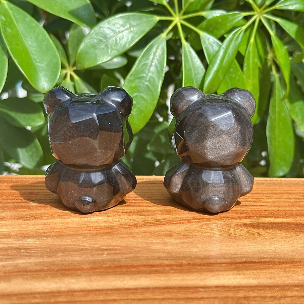Silver Obsidian 3D Candy Bear Carving