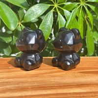 Silver Obsidian 3D Candy Bear Carving