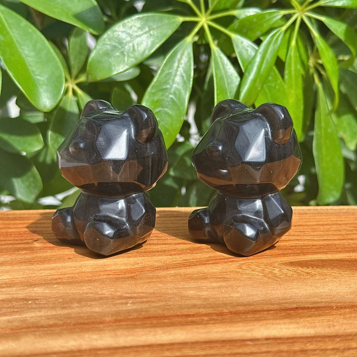 Silver Obsidian 3D Candy Bear Carving