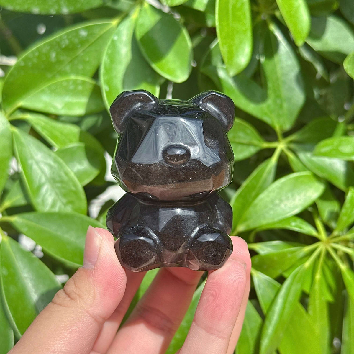 Silver Obsidian 3D Candy Bear Carving