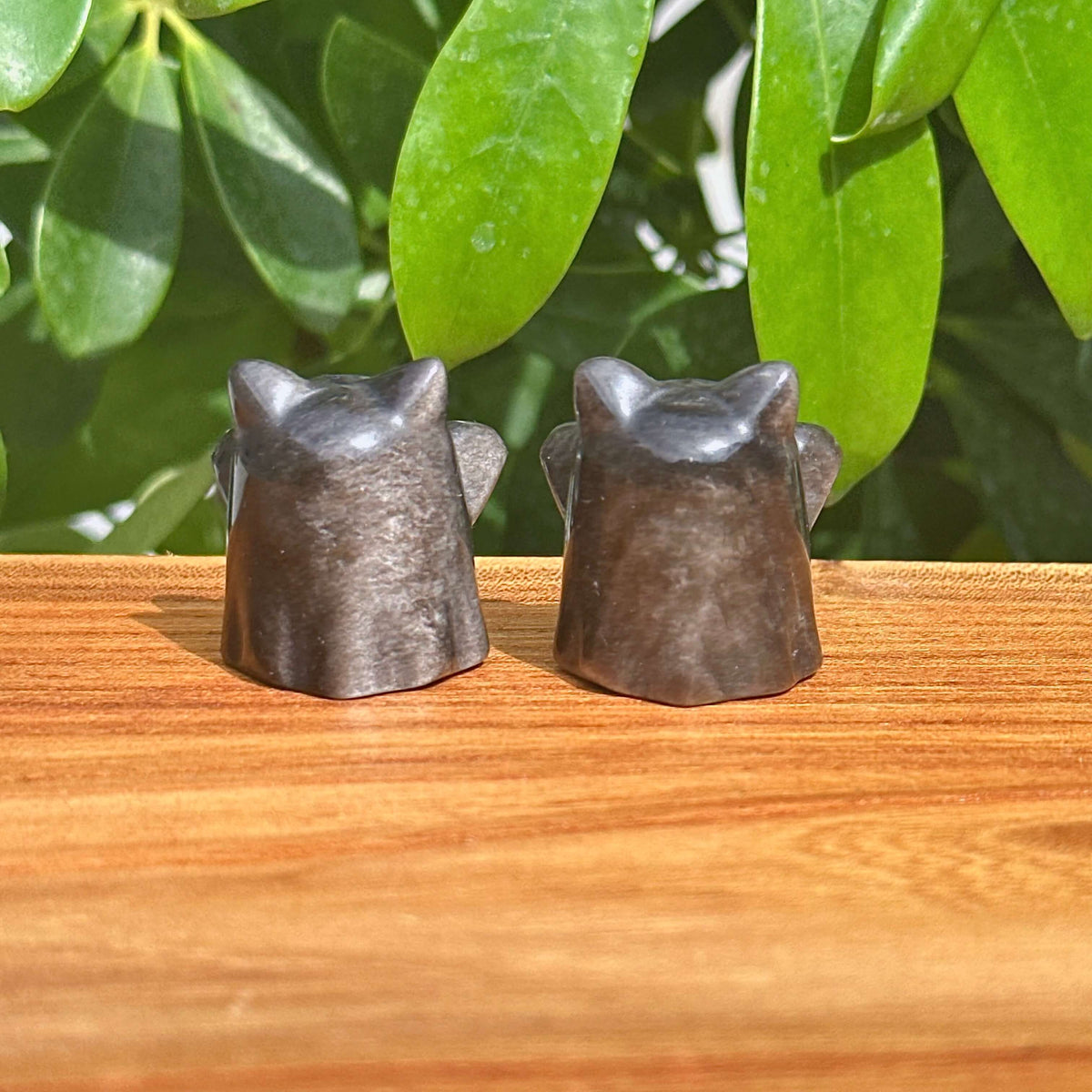 Silver Obsidian Ghost Cat Carving