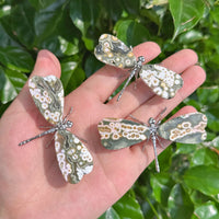Artistic representation of a dragonfly crafted from 8th Vein Ocean Jasper, adding elegance to any collection.