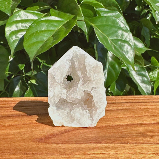 Moroccan Geode Tower highlighting natural crystal geode details.