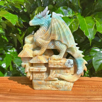 Amazonite Dragon Carving showcasing intricate details and beautiful color gradients.