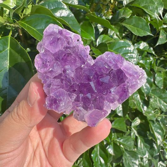 Angled view of Amethyst Cluster Butterfly, showcasing the natural beauty and unique shape of the crystal.