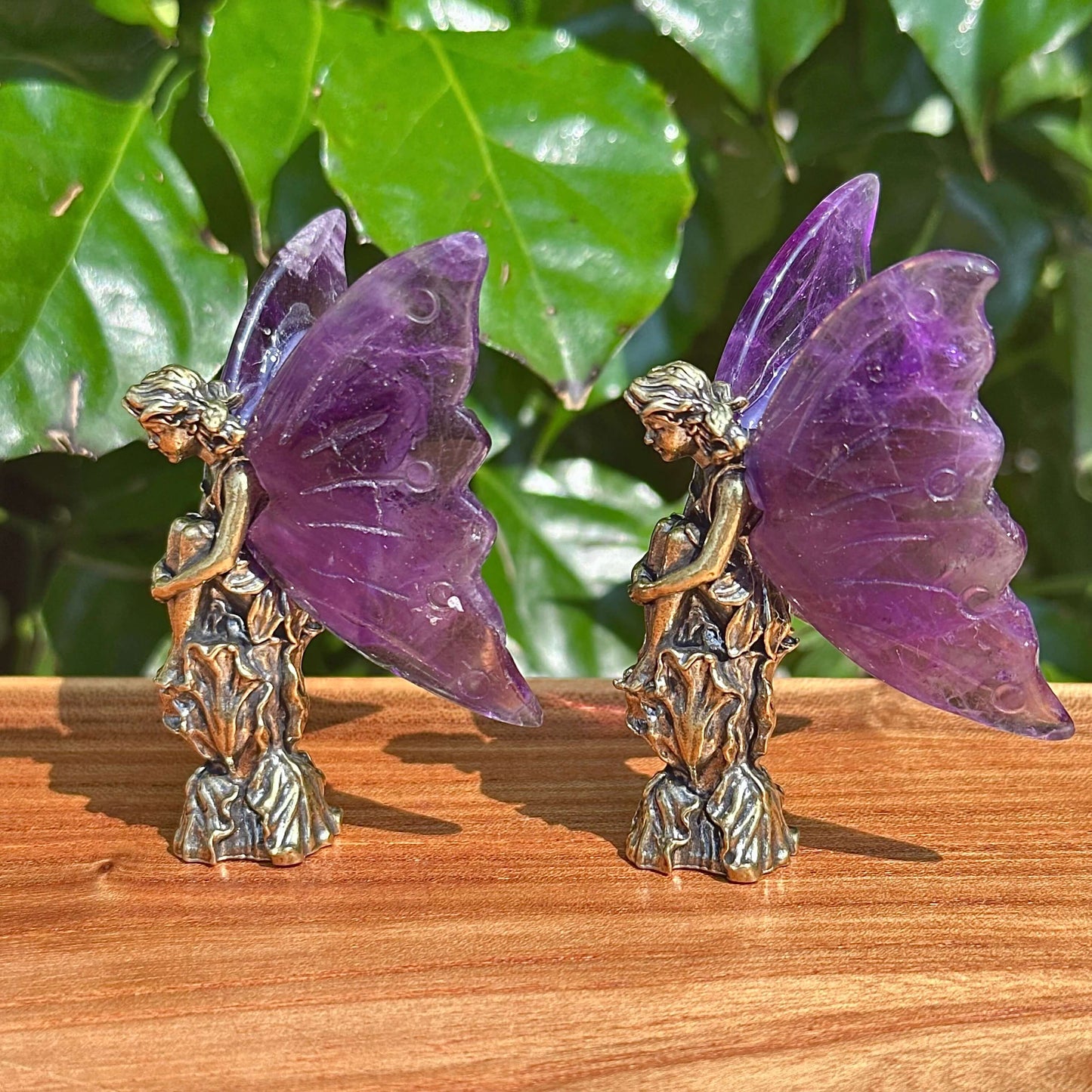 Amethyst Wing Angel Sculpture with elegant purple crystal wings