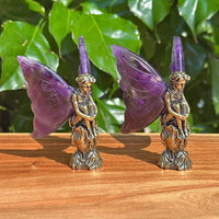 Close-up of Amethyst Wing Angel showing fine details of the crystal wings and angelic figure