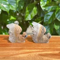 Clear Quartz Cluster Squirrel Carving with Detailed Tail and Crystal Growth