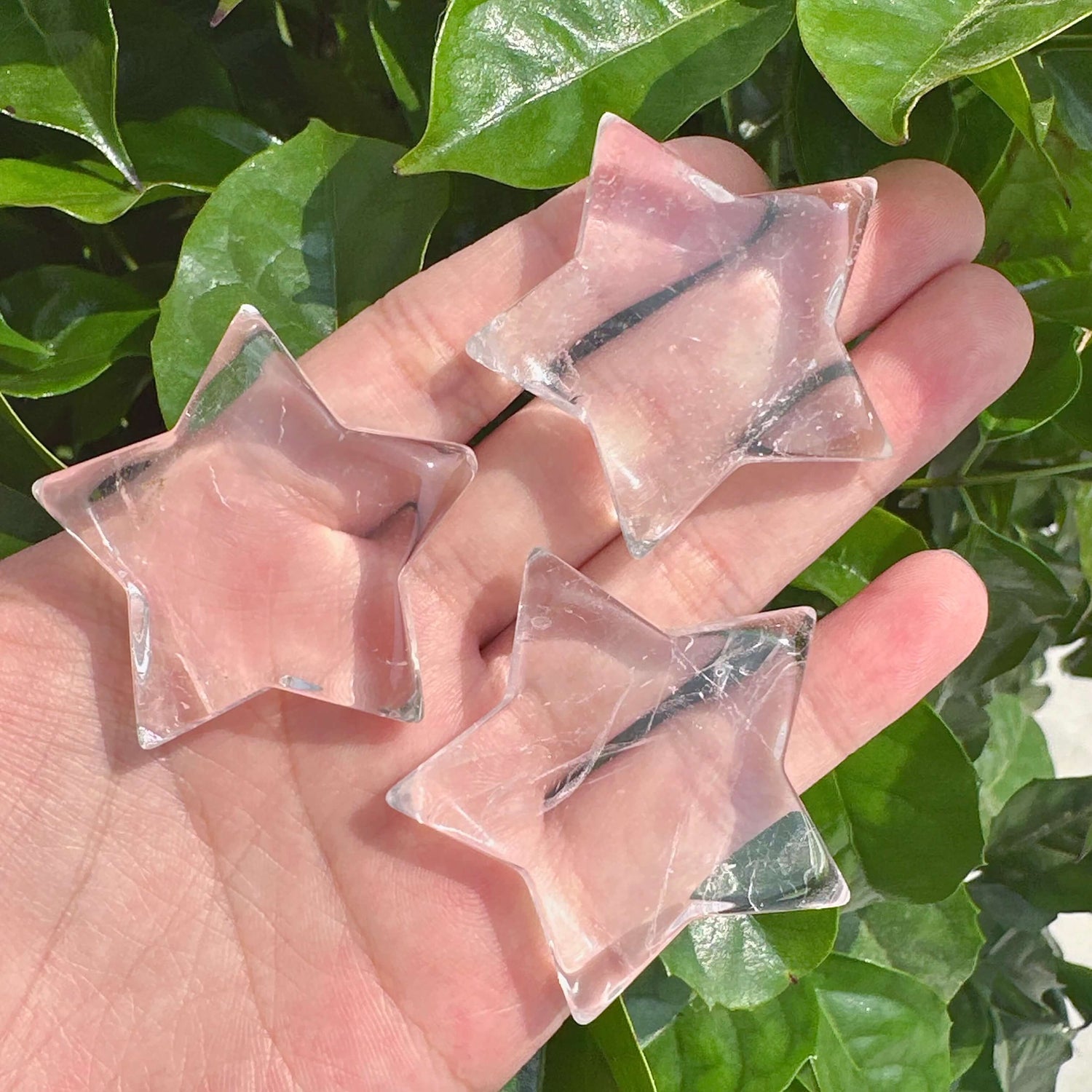Clear Quartz Star Carving, radiant and pure crystal for home or spiritual use