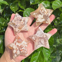 Flower Agate star carving featuring natural formations and soothing colors