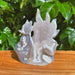 Handcrafted Geode Agate Nine-Tailed Fox Carving showcasing fine crystal detailing with subtle colors and textures.