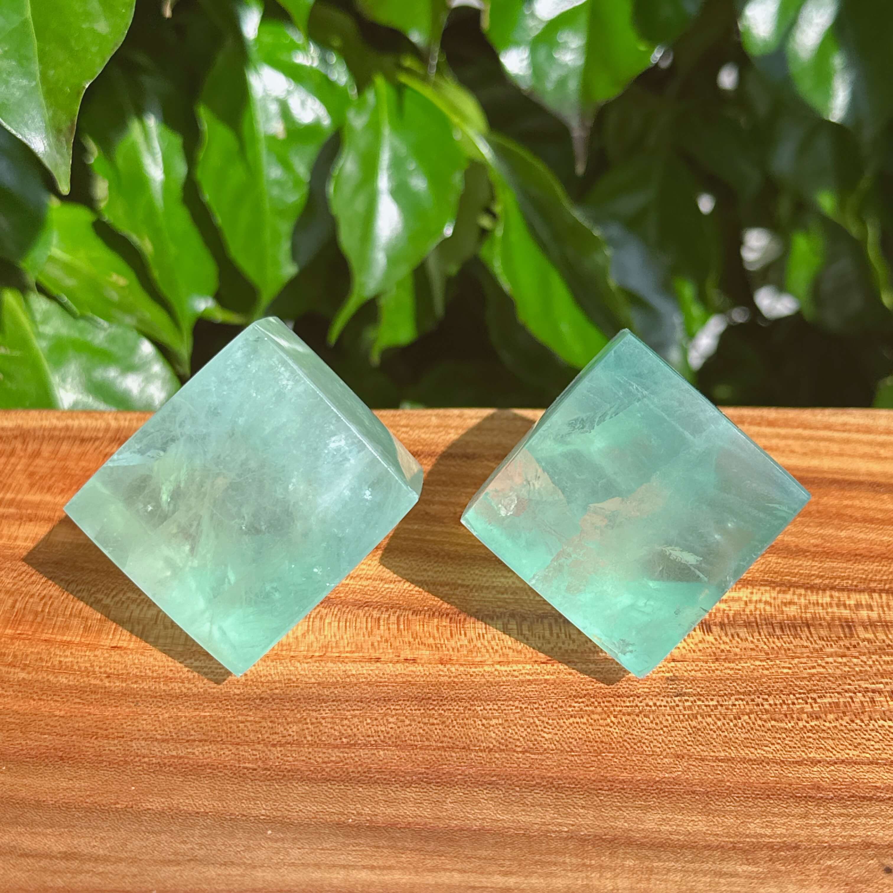 Close-up of Green Fluorite Cube highlighting natural crystal clarity