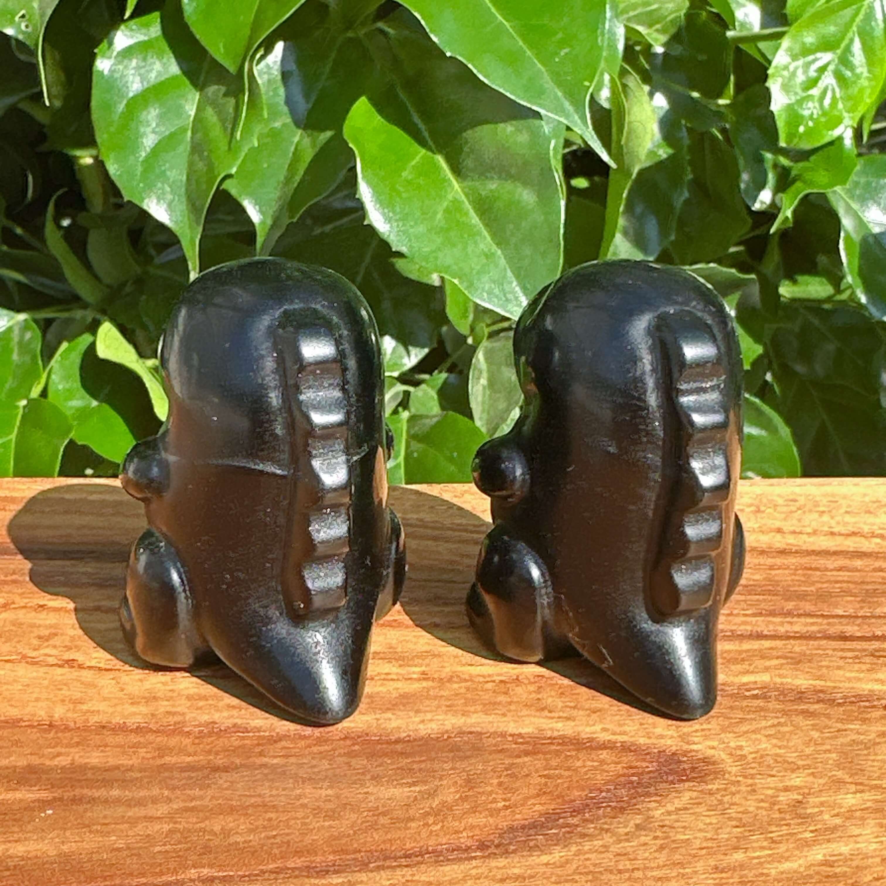 Close-up of Obsidian Godzilla Carving highlighting the fine detailing and unique texture of the obsidian material.