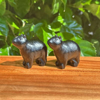 Obsidian Kapibala carving showcasing a polished, high-quality figurine. Ideal for decorative and healing purposes, featuring a smooth, glossy finish with a detailed design.