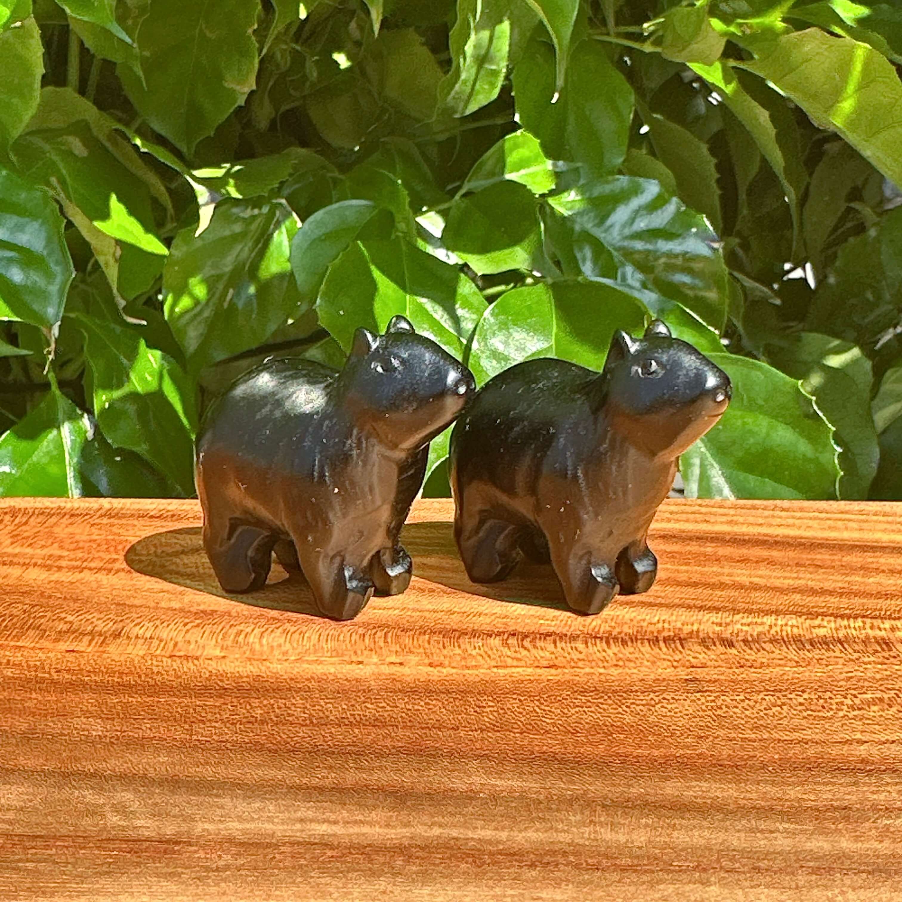 A detailed, well-crafted Obsidian Kapibala statue highlighting the smooth texture and vibrant luster of obsidian, making it a perfect gift for crystal lovers and collectors.