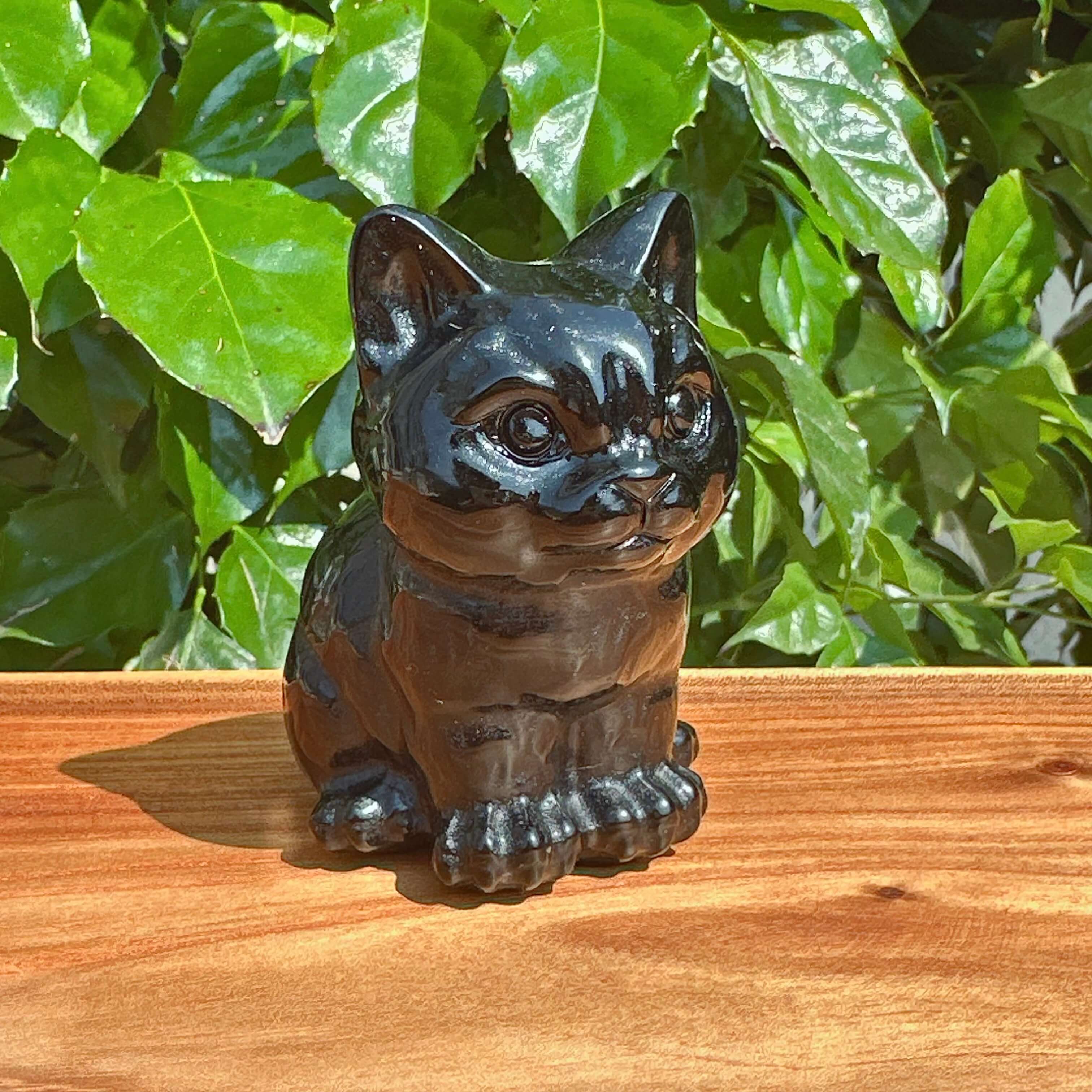 Pair of Obsidian Cat Figurines