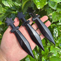 Pentagram obsidian sword with star-shaped hilt, black obsidian material.