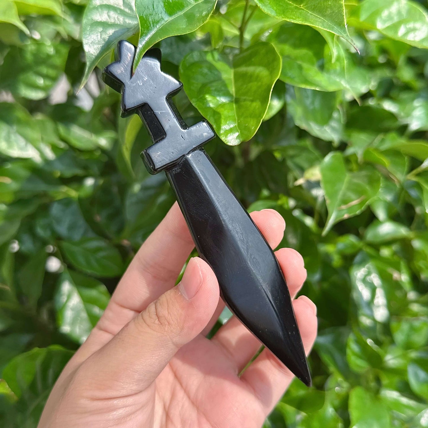 Single Pentagram obsidian sword with a unique star-shaped hilt and elegant obsidian blade.