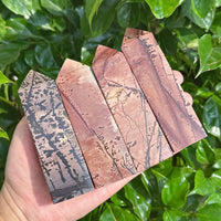 Close-up of Picture Jasper Square Tower, showcasing beautiful natural patterns and rich earthy tones.