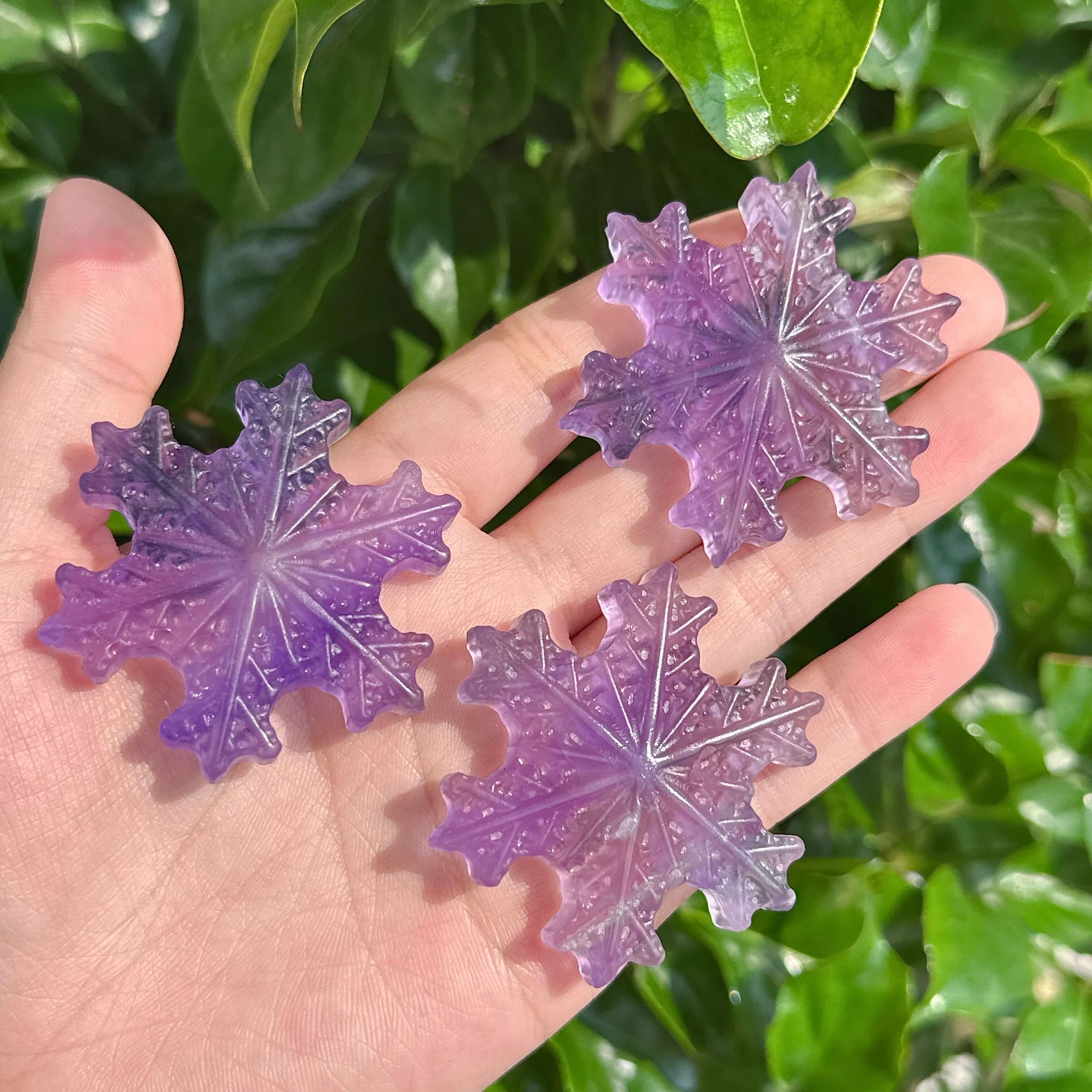Elegant and translucent Purple Fluorite Snowflake with natural violet hues.