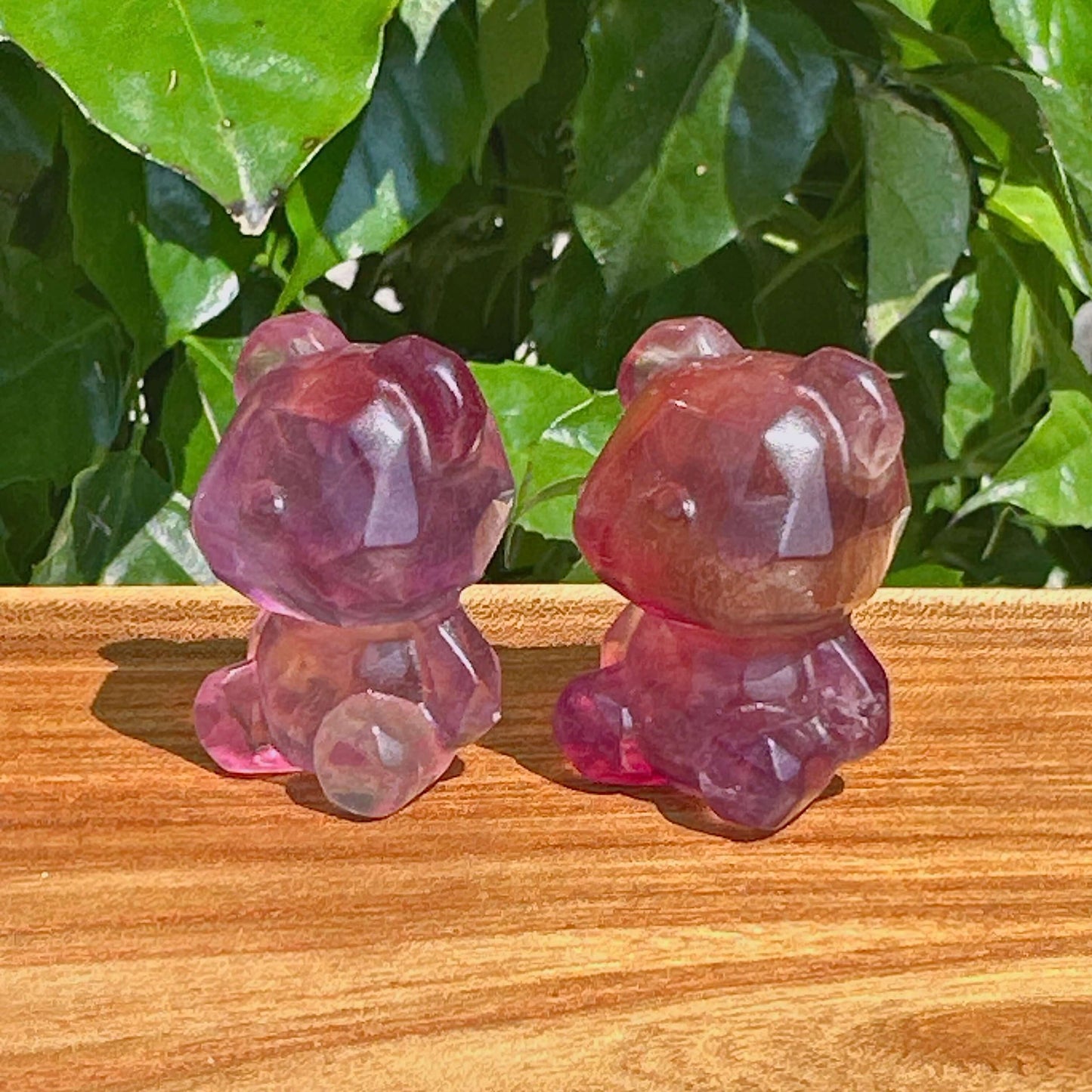 Rainbow Fluorite Bear Carving with stunning color and intricate details, perfect for display or collection.
