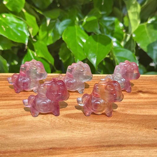 Handcrafted Rainbow Fluorite Mini Horse figurine with unique colors and details.