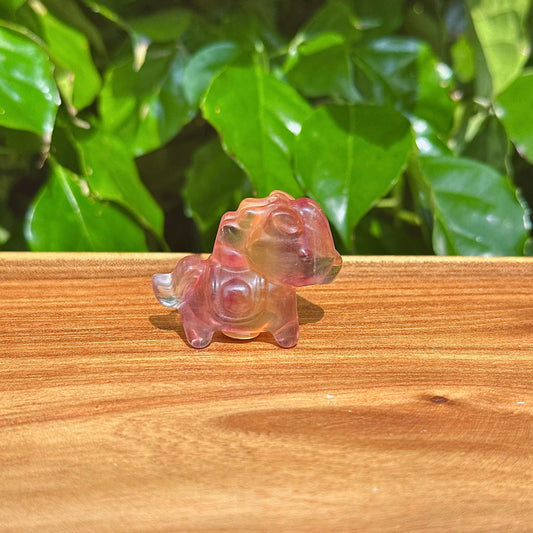 Elegant Rainbow Fluorite Mini Horse figure with soft purple, green, and clear hues, a perfect home décor piece.