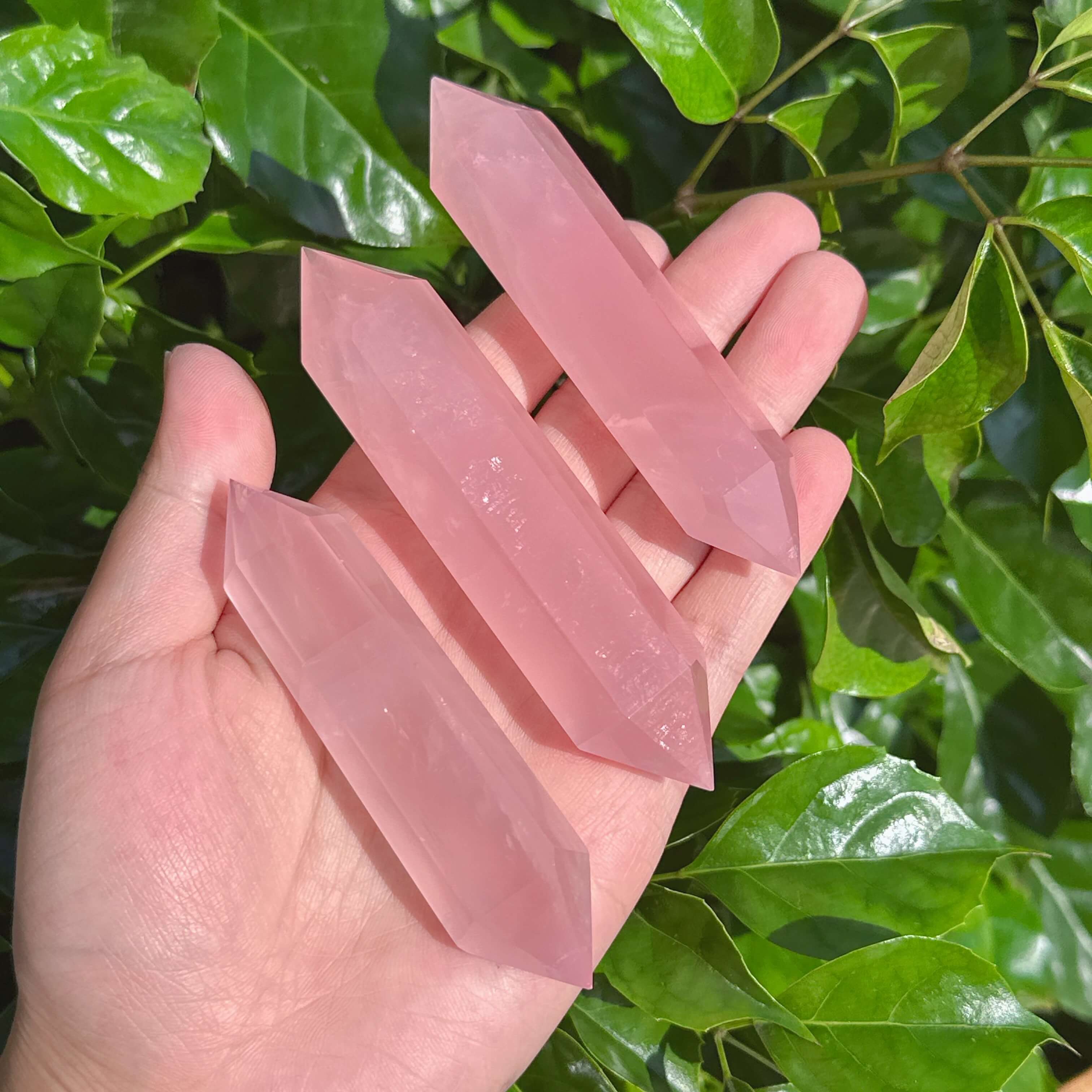 Rose Quartz Double Point Crystal with Soft Pink Hue