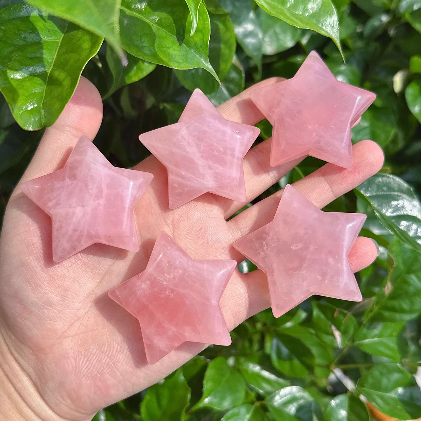 Beautiful Rose Quartz Star Carving for Emotional Balance and Love Energy
