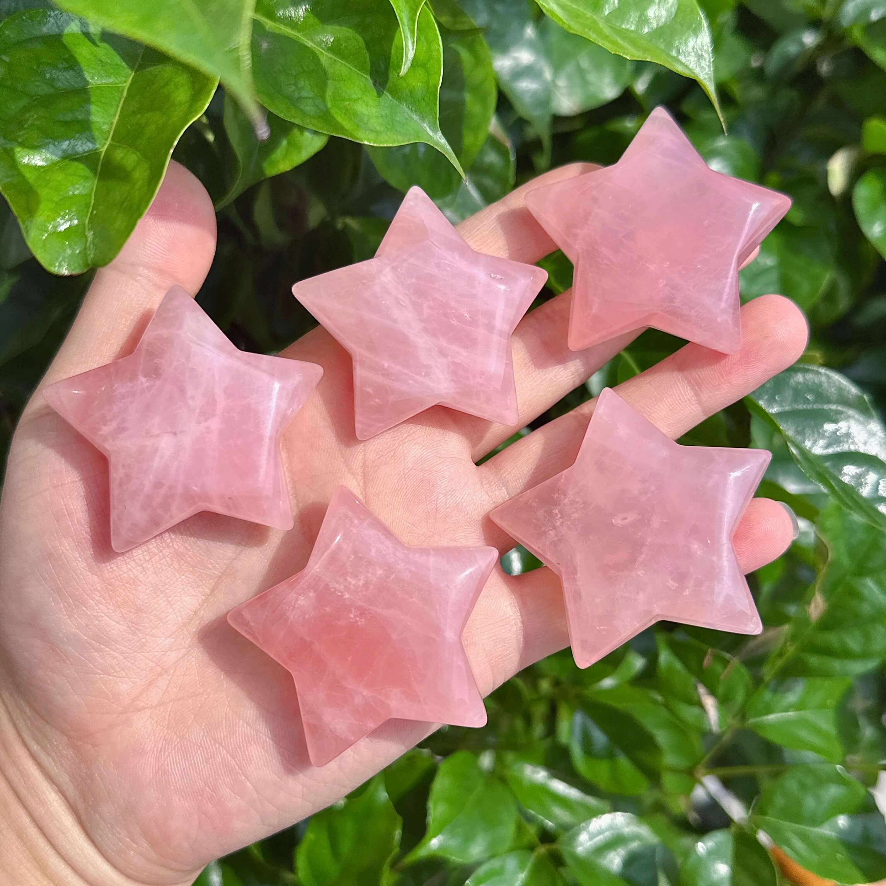 Beautiful Rose Quartz Star Carving for Emotional Balance and Love Energy