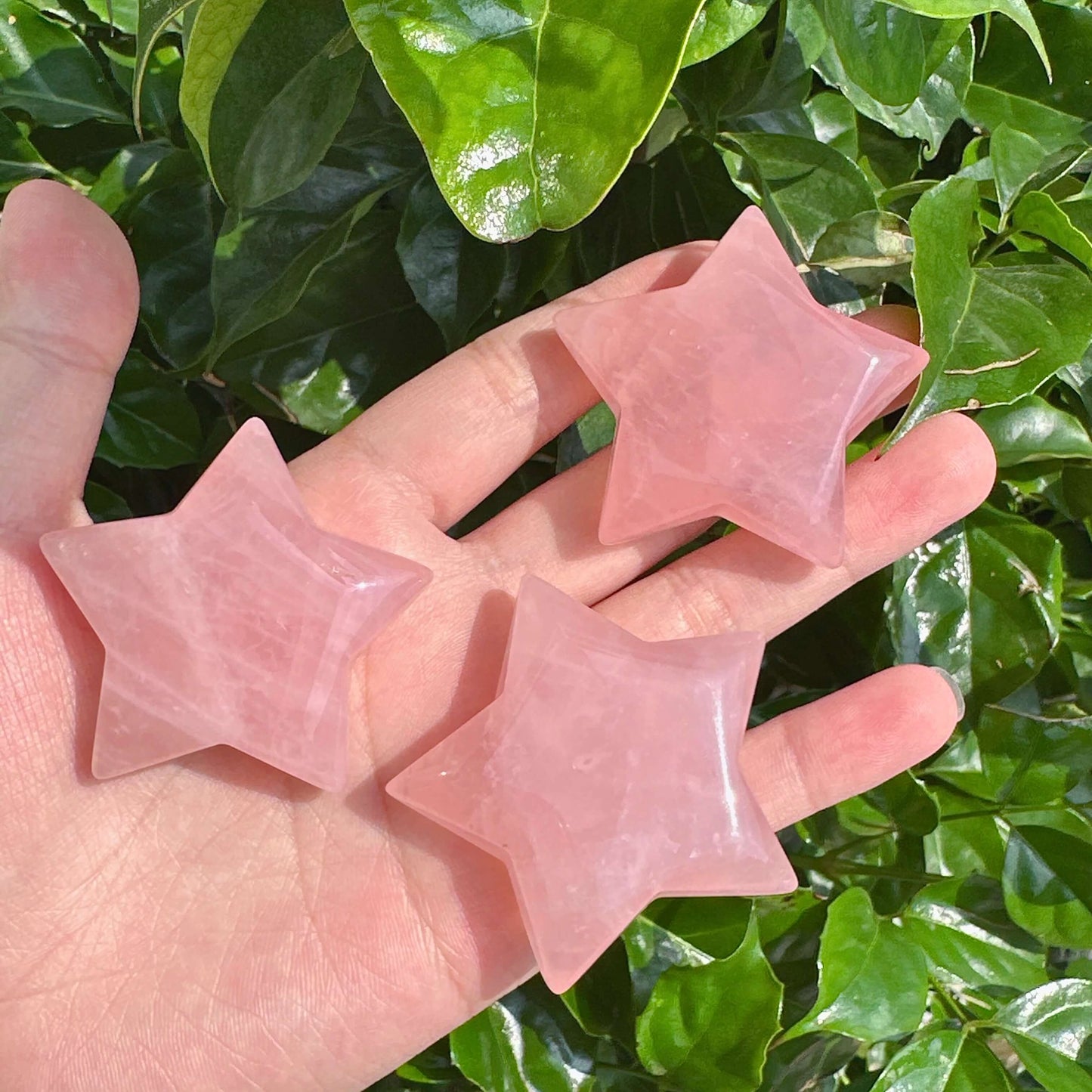 Natural Rose Quartz Five-Pointed Star Carving for Spiritual Growth