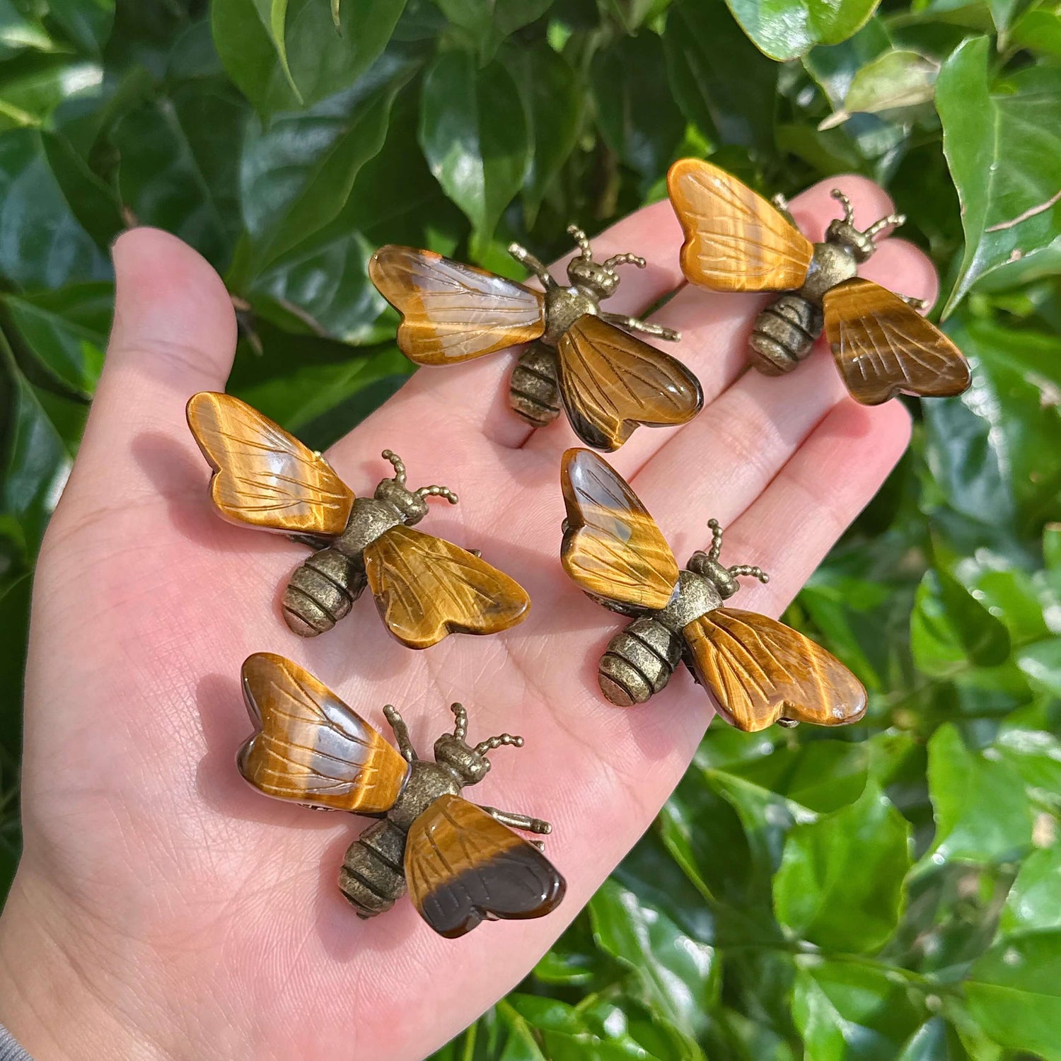 Tiger Eye Bee with intricate detailing and tiger eye wings.