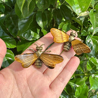 Handcrafted Tiger Eye Bee with natural stone wings.